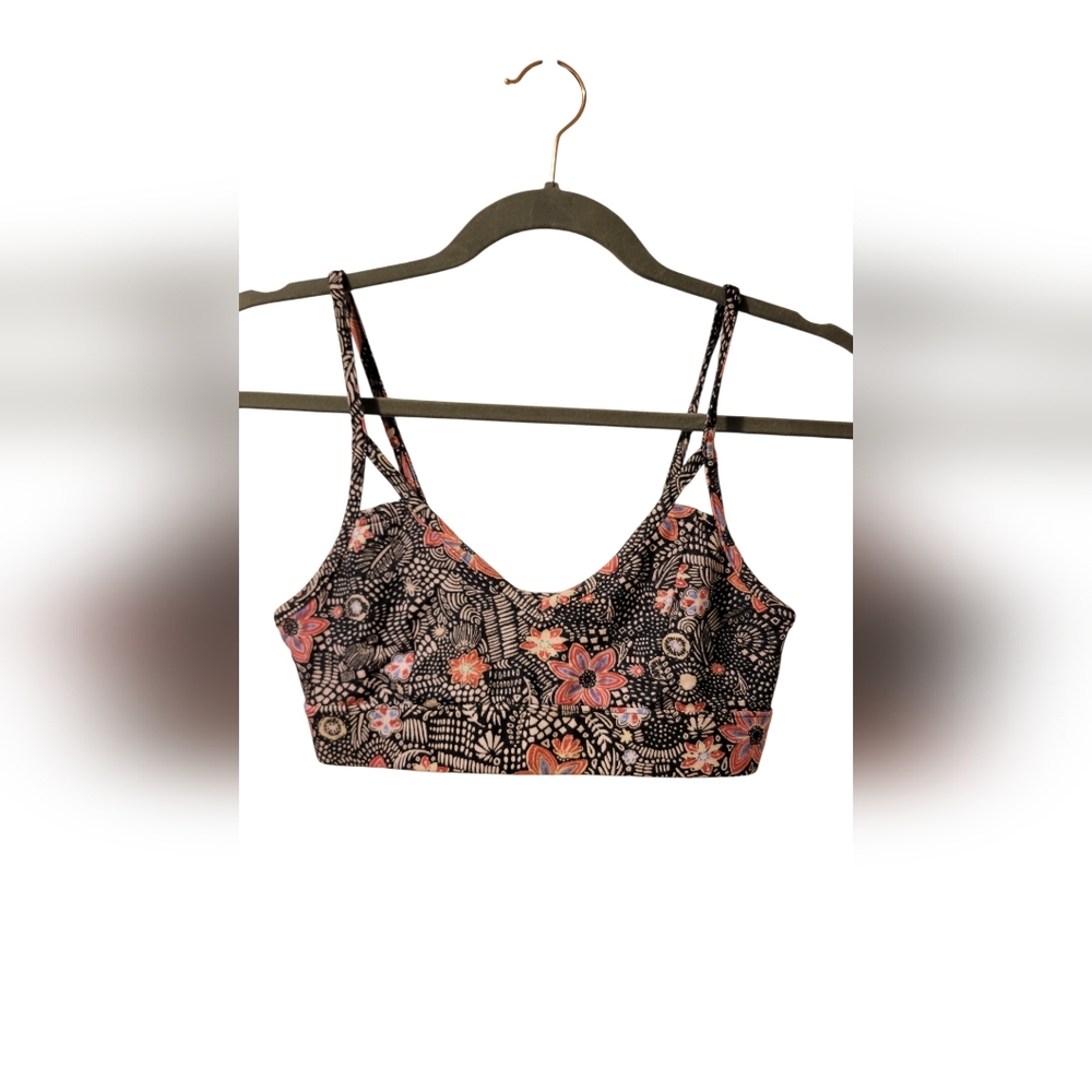Mudd floral patterned strappy v-neck bralette. 